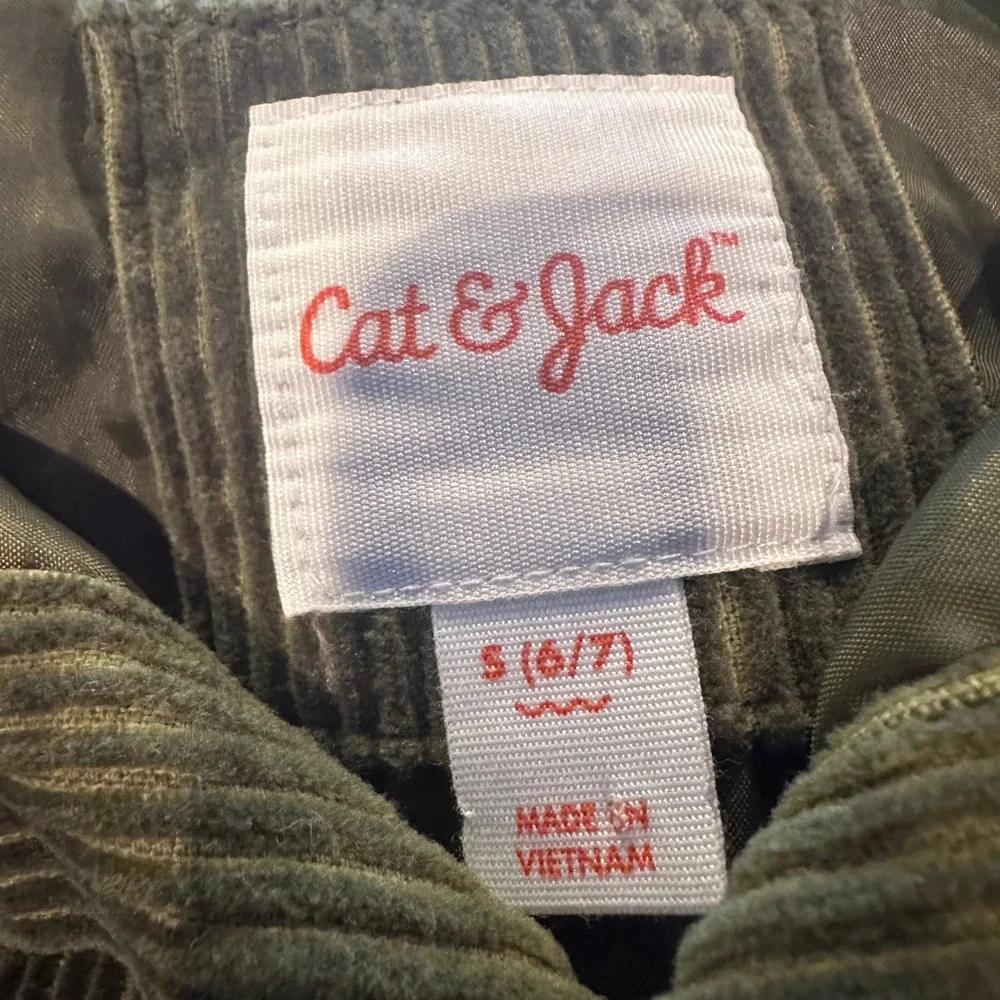 Youth Cat & Jack Dark Green Corduroy Button-Up Jacket Size S (6/7)